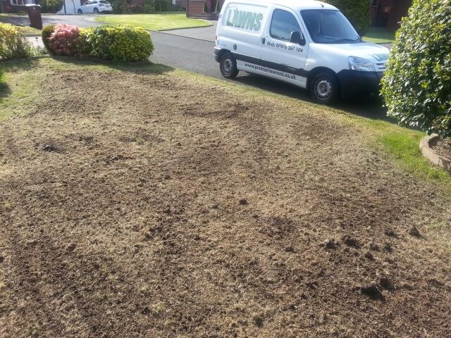 top dressed with soil and reseeded